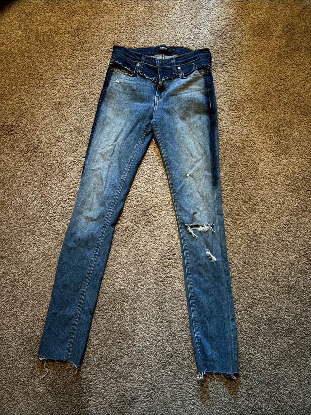 Hudson Jeans Distressed Medium Blue Skinny Jeans